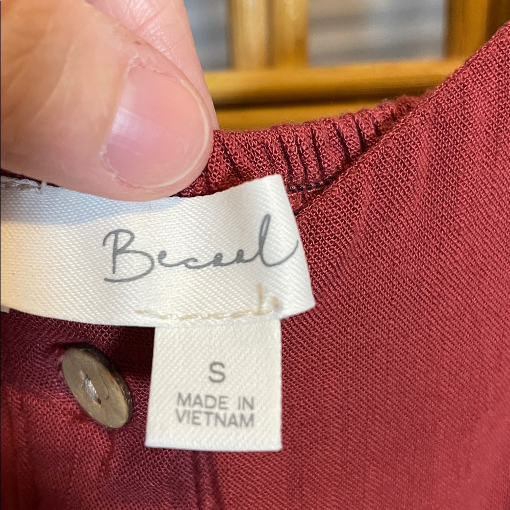 Be cool Rust Button-Down dress with smocking - Picture 2 of 4